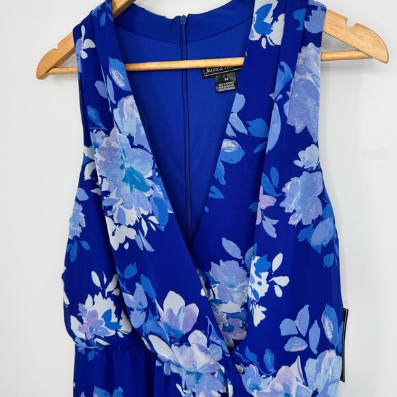 Jessica Howard Faux Wrap Floral Chiffon Maxi Dress 14 Wedding Guest Occasion - Picture 4 of 12